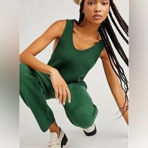 Free People Womens Pine Green Hailee Sweater Knit Jumper Jumpsuit